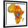 Democratic Republic of Congo on Actual Map of Africa-michal812-Framed Art Print