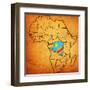 Democratic Republic of Congo on Actual Map of Africa-michal812-Framed Art Print