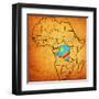 Democratic Republic of Congo on Actual Map of Africa-michal812-Framed Art Print