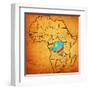 Democratic Republic of Congo on Actual Map of Africa-michal812-Framed Art Print