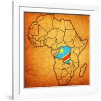 Democratic Republic of Congo on Actual Map of Africa-michal812-Framed Art Print