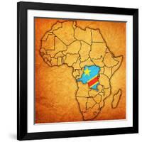 Democratic Republic of Congo on Actual Map of Africa-michal812-Framed Art Print