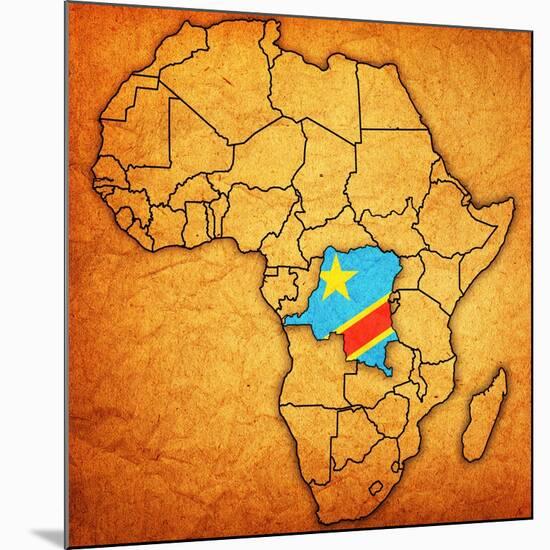 Democratic Republic of Congo on Actual Map of Africa-michal812-Mounted Art Print