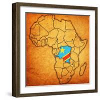 Democratic Republic of Congo on Actual Map of Africa-michal812-Framed Art Print