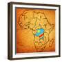 Democratic Republic of Congo on Actual Map of Africa-michal812-Framed Art Print