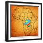 Democratic Republic of Congo on Actual Map of Africa-michal812-Framed Art Print