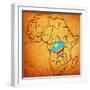 Democratic Republic of Congo on Actual Map of Africa-michal812-Framed Art Print