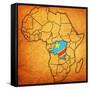 Democratic Republic of Congo on Actual Map of Africa-michal812-Framed Stretched Canvas