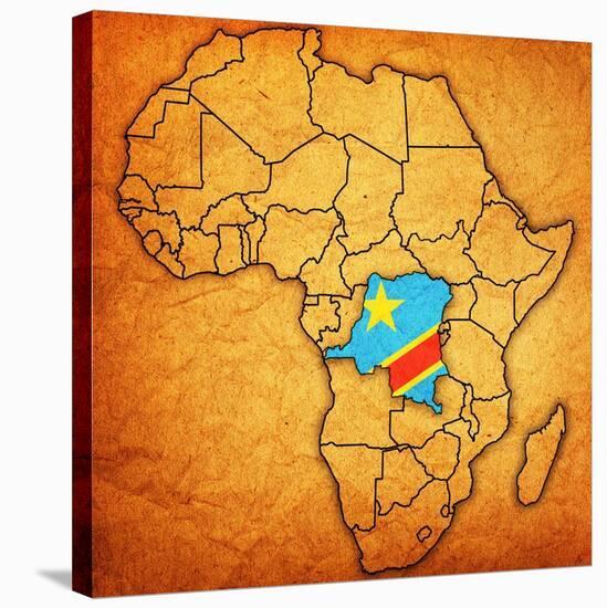 Democratic Republic of Congo on Actual Map of Africa-michal812-Stretched Canvas