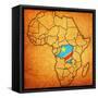 Democratic Republic of Congo on Actual Map of Africa-michal812-Framed Stretched Canvas