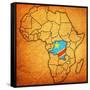 Democratic Republic of Congo on Actual Map of Africa-michal812-Framed Stretched Canvas