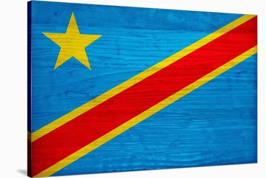 Democratic Republic of The Congo Flag Design with Wood Patterning - Flags of the World Series-Philippe Hugonnard-Stretched Canvas