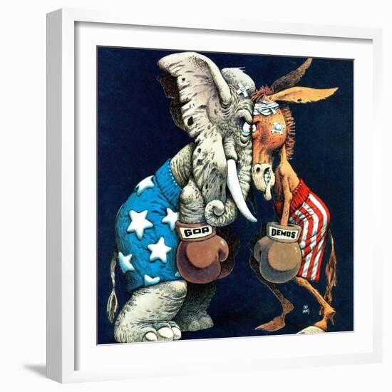 "Democrats vs. Republicans," July/Aug 1980-BB Sams-Framed Giclee Print