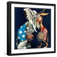 "Democrats vs. Republicans," July/Aug 1980-BB Sams-Framed Giclee Print