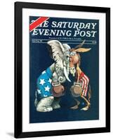 "Democrats vs. Republicans," Saturday Evening Post Cover, July/Aug 1980-BB Sams-Framed Giclee Print