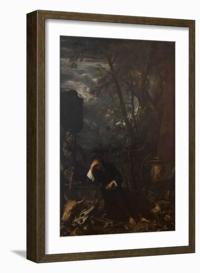 Democritus in Meditation, 1651-Salvatore Rosa-Framed Giclee Print