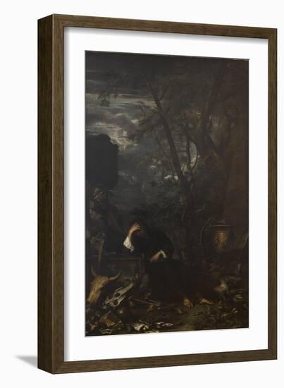 Demokritus in Meditation, 1650-51-Salvator Rosa-Framed Giclee Print