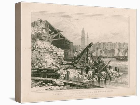 Demolition of Part of Old London Bridge. March 1832-Edward William Cooke-Stretched Canvas