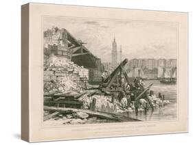 Demolition of Part of Old London Bridge. March 1832-Edward William Cooke-Stretched Canvas