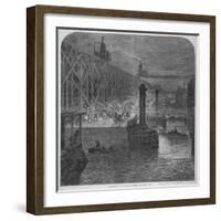 Demolition Work Being Carried Out on Blackfriars Bridge from the Surrey Shore, London, 1864-null-Framed Giclee Print