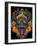 Demon Face and Fire Skulls-FlyLand Designs-Framed Giclee Print