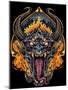 Demon Face and Fire Skulls-FlyLand Designs-Mounted Giclee Print