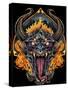 Demon Face and Fire Skulls-FlyLand Designs-Stretched Canvas