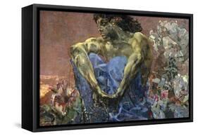 Demon Seated in a Garden, 1890-Mikhail Vrubel-Framed Stretched Canvas