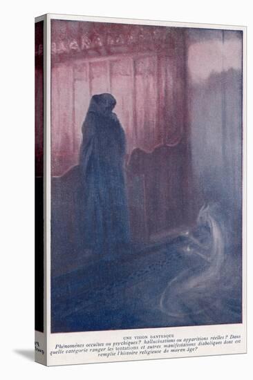 Demonic Entity Appears to Trouble the Soul of a Medieval Monk-S. Macchiatti-Stretched Canvas