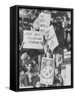 Demonstratin in Support of the Black Panthers Outside Hall of Justice-Ralph Crane-Framed Stretched Canvas