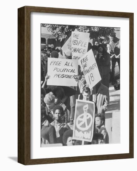 Demonstratin in Support of the Black Panthers Outside Hall of Justice-Ralph Crane-Framed Photographic Print