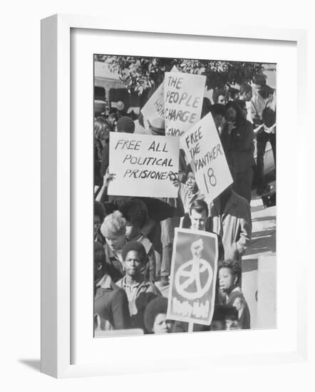 Demonstratin in Support of the Black Panthers Outside Hall of Justice-Ralph Crane-Framed Photographic Print