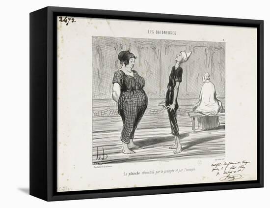 Demonstration of How to Float One's Back-Honore Daumier-Framed Stretched Canvas