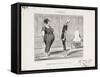 Demonstration of How to Float One's Back-Honore Daumier-Framed Stretched Canvas