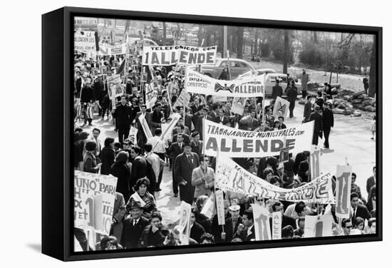 Demonstrators Marching to Support of Socialist Salvador Allende in 1964-null-Framed Stretched Canvas