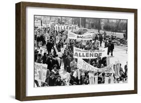 Demonstrators Marching to Support of Socialist Salvador Allende in 1964-null-Framed Photo