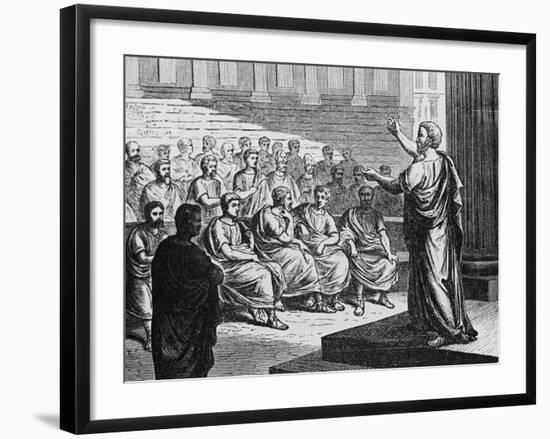 Demosthenes Delivering His Oration against Philip of Macedonia-null-Framed Giclee Print