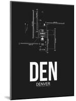 DEN Denver Airport Black-NaxArt-Mounted Art Print