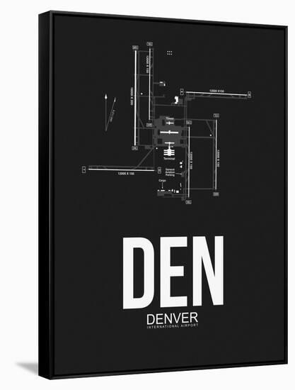 DEN Denver Airport Black-NaxArt-Framed Stretched Canvas