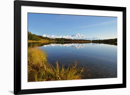 Denali Mountain and Reflection Pond-lijuan-Framed Photographic Print