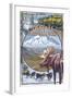 Denali National Park, Ak - Train Version, c.2009-Lantern Press-Framed Art Print