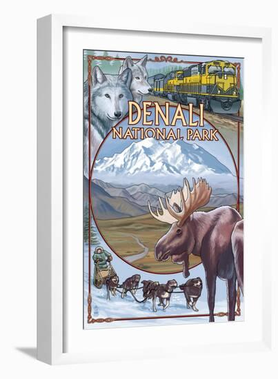 Denali National Park, Ak - Train Version, c.2009-Lantern Press-Framed Art Print