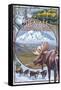 Denali National Park, Ak - Train Version, c.2009-Lantern Press-Framed Stretched Canvas