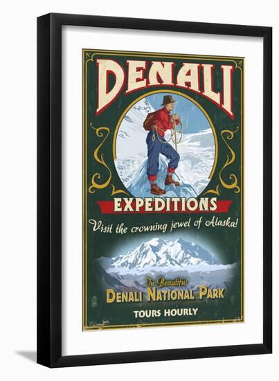 Denali National Park, Alaska - Denali Climbers Vintage Sign-Lantern Press-Framed Art Print