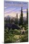Denali National Park, Alaska - Moose and Calf-Lantern Press-Mounted Art Print