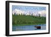 Denali National Park, Alaska - Moose and Water-Lantern Press-Framed Art Print