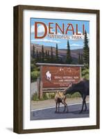 Denali National Park, Alaska - Park Entrance-Lantern Press-Framed Art Print