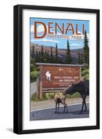 Denali National Park, Alaska - Park Entrance-Lantern Press-Framed Art Print