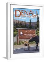 Denali National Park, Alaska - Park Entrance-Lantern Press-Framed Art Print