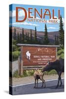 Denali National Park, Alaska - Park Entrance-Lantern Press-Stretched Canvas
